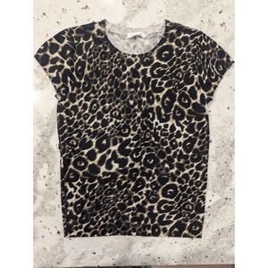 Calvin Klein Womens XS Leopard Print Top Casual Everyday Staple Gorp Normcore